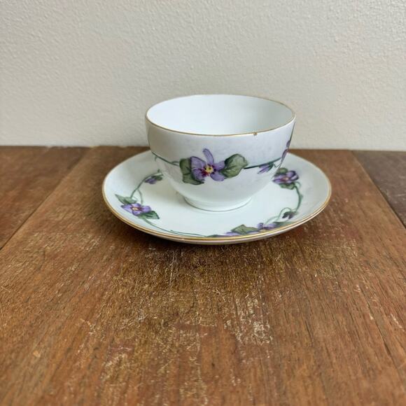 Vintage Antique 1930s Purple Violet Limoges France‎ PMS Bavaria Tea cup & saucer - Picture 5 of 8